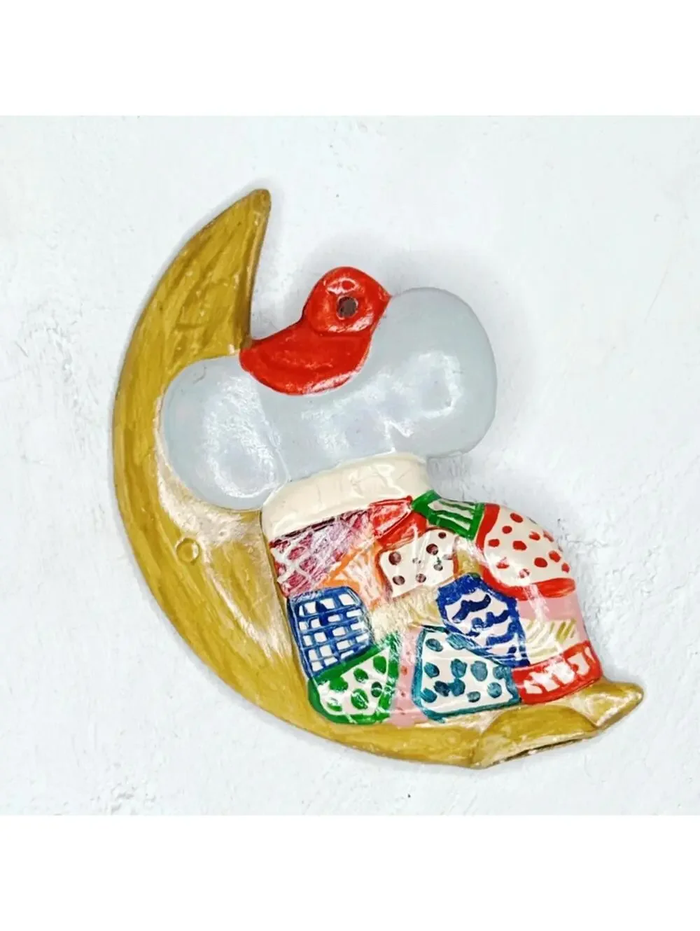 500u. Wood Mouse Christmas Ornament